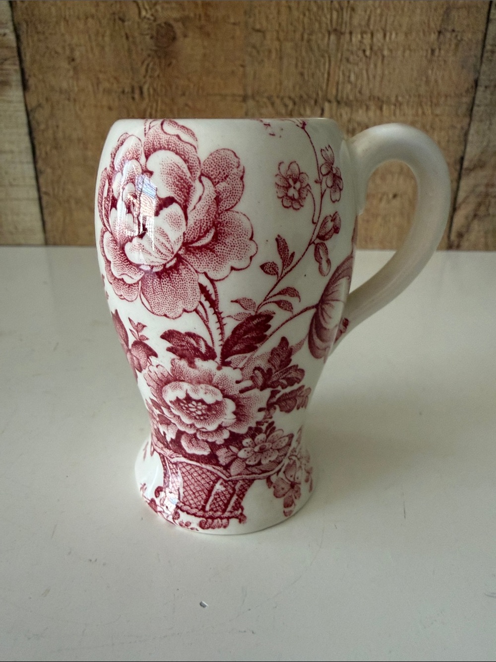 Antique English Ironstone Small Cup Handle Charlotte Crownford Red Transferware